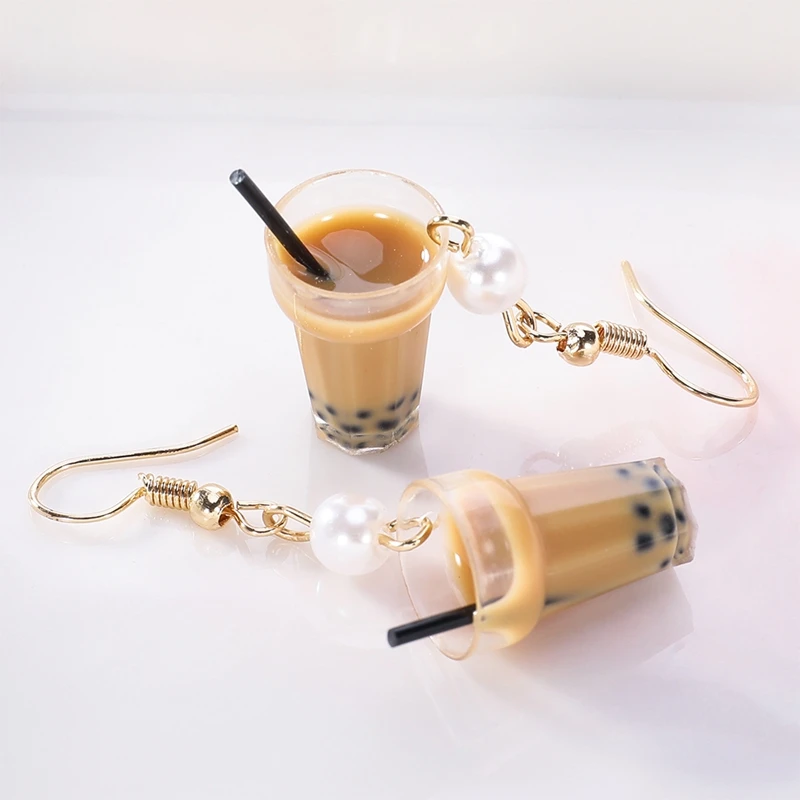 Необычные уникальные серьги-подвески в виде Соединенных пузырей чая для женщин