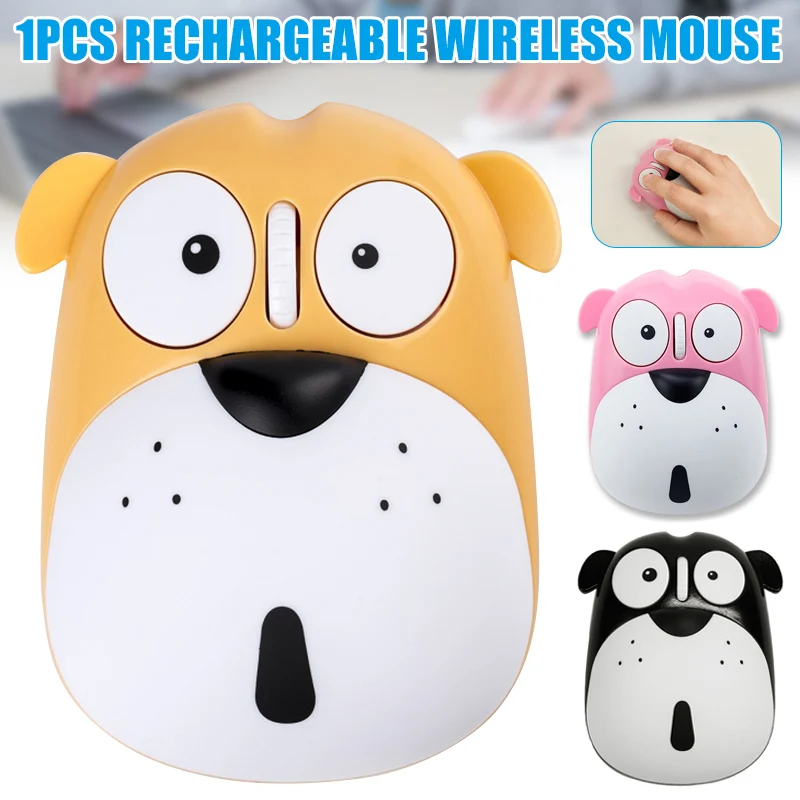 

Cute Cartoon Wireless Mouse USB Optical Computer Mini Mouse 1200DPI Dog Design Laptop Mouse PUO88