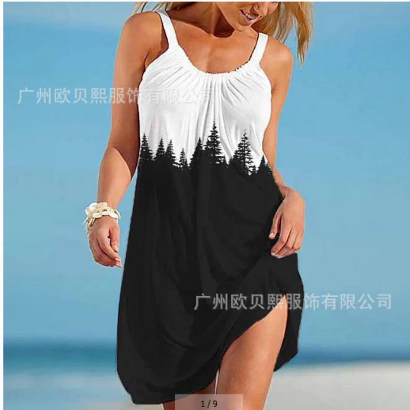 

Женское пляжное платье средней длины с принтом бабочки, летние модные вечерние повседневные свободные платья без рукавов