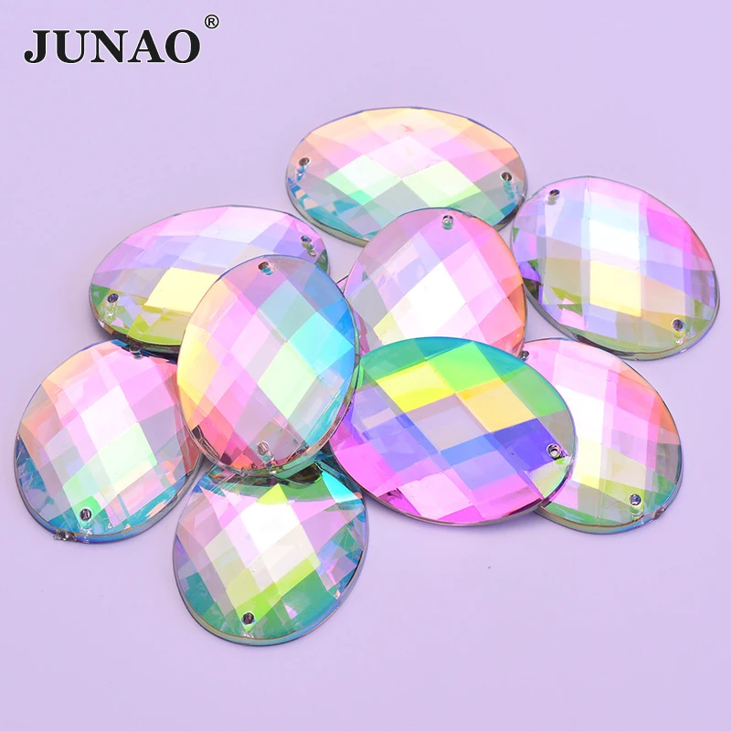 JUNAO 30x40 мм Большой Размеры Швейные Хрустальные AB Стразы аппликация акриловые