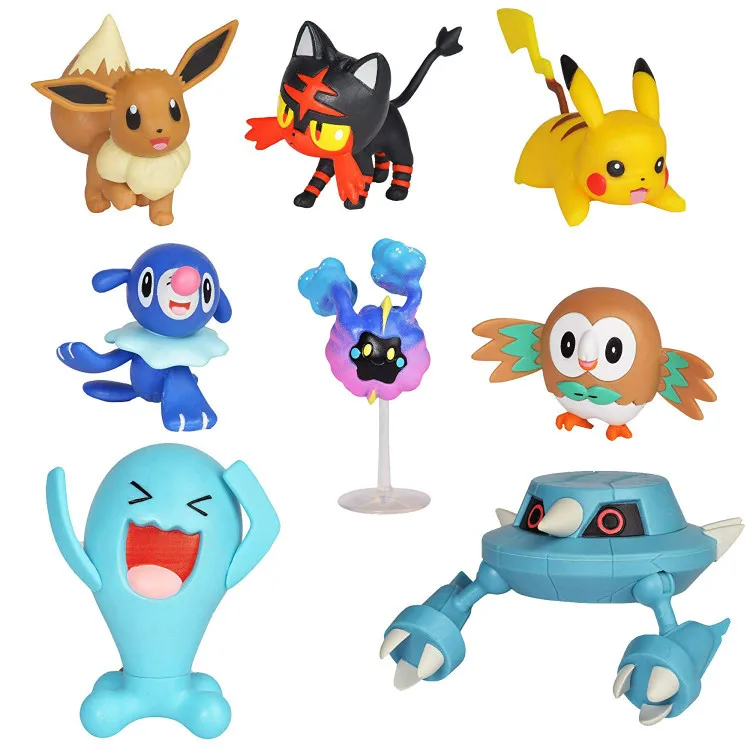 8 шт./компл. Pokemon Pikachu фигурки Popplio Rowlet Cosmog Metang Eevee Litten Wobbuffet Pika Фигурки игрушки для