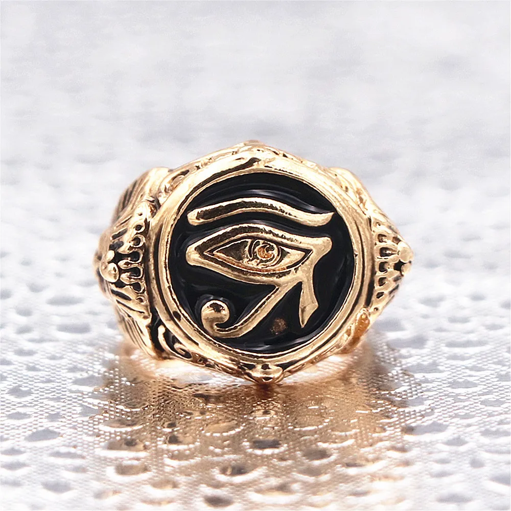 Египетский Глаз Фараона Хоруса мужское Золотое серебряное кольцо из