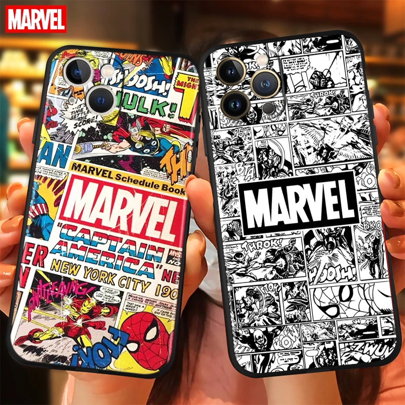 

Marvel Comics Logo For Apple iPhone 13 12 11 Pro Mini X XR XS Max 5 6 6S 7 8 Plus SE2020 Phone Case Liquid Silicone Cover fundas