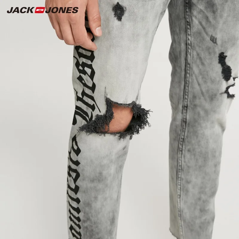 Мужские потертые джинсы JackJones винтажные повседневные уличные 218332605|Мужские