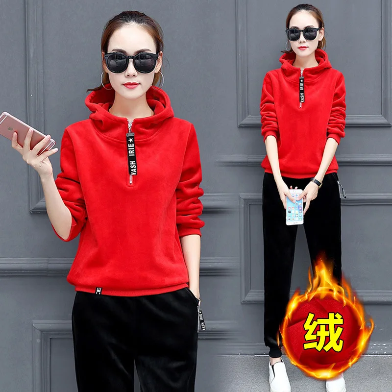 Золотой бархатный женский костюм 2019 осень и зима Новый стиль корейский Стиль