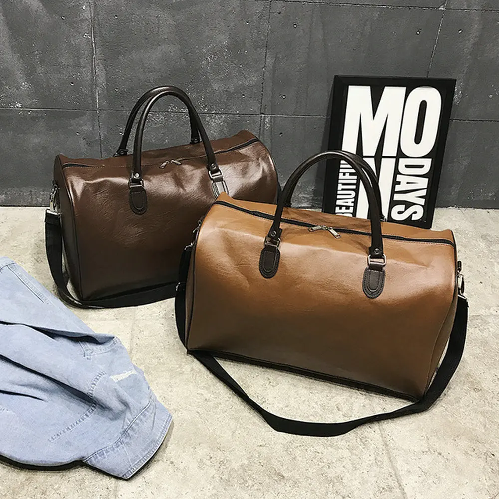 Мужская Дорожная сумка из искусственной кожи вместительная Портативная для