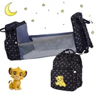 Сумка для детских подгузников Disney Lion King, складная кровать, многофункциональный портативный рюкзак, детские сумки для мам, дорожный рюкзак, Новинка