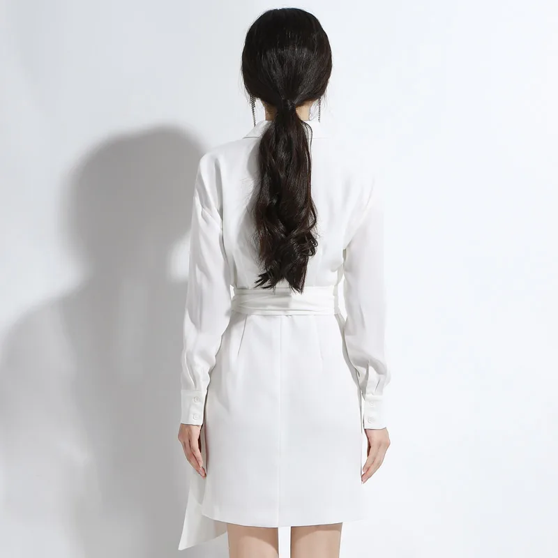 Женское платье с запахом Max Spri Белое Облегающее офисное платье-рубашка отложным