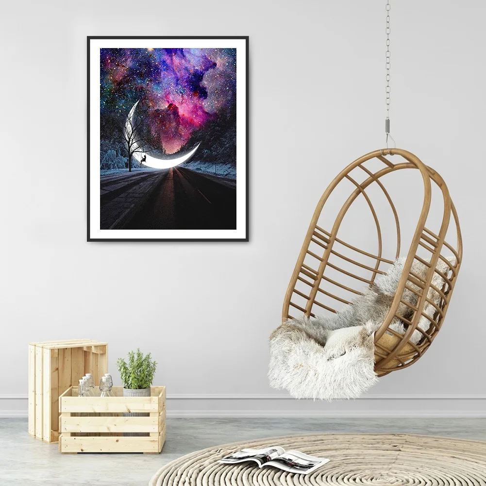 Full Round Drill Diamond Mosaic Starry Moon Pattern Pictures Gift Holiday Art Picture Pendant Home Decoration | Дом и сад