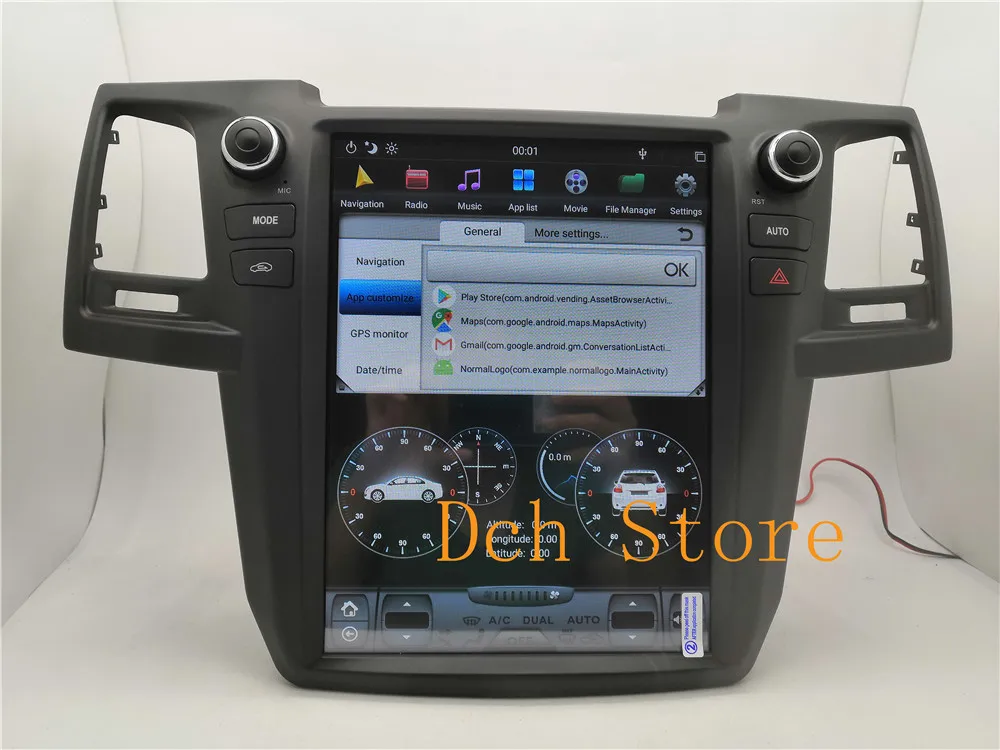 12,1 дюймов вертикальный tesla стиль Android 8,1 автомобильный dvd-плеер gps навигация авто для Toyota Fortuner hilux 2008- Радио Стерео ips