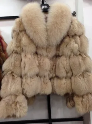 beige Низкая цена, новинка, зимняя женская куртка из натурального Лисьего меха с воротником из лисьего меха, Женское пальто из натурального меха, верхняя одежда, пальто, одежда - Цвет: beige