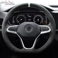 shining wheat hand stitched black genuine leather steering wheel covers for volkswagen vw passat 2020 golf 8
