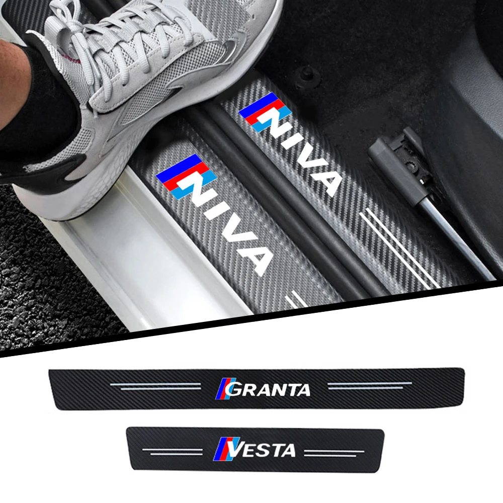 

4 шт., защитные наклейки из ткани и порог машины для автомобиля, автомобильные аксессуары, украшение интерьера для lada granta VESTA XRAY NIVA