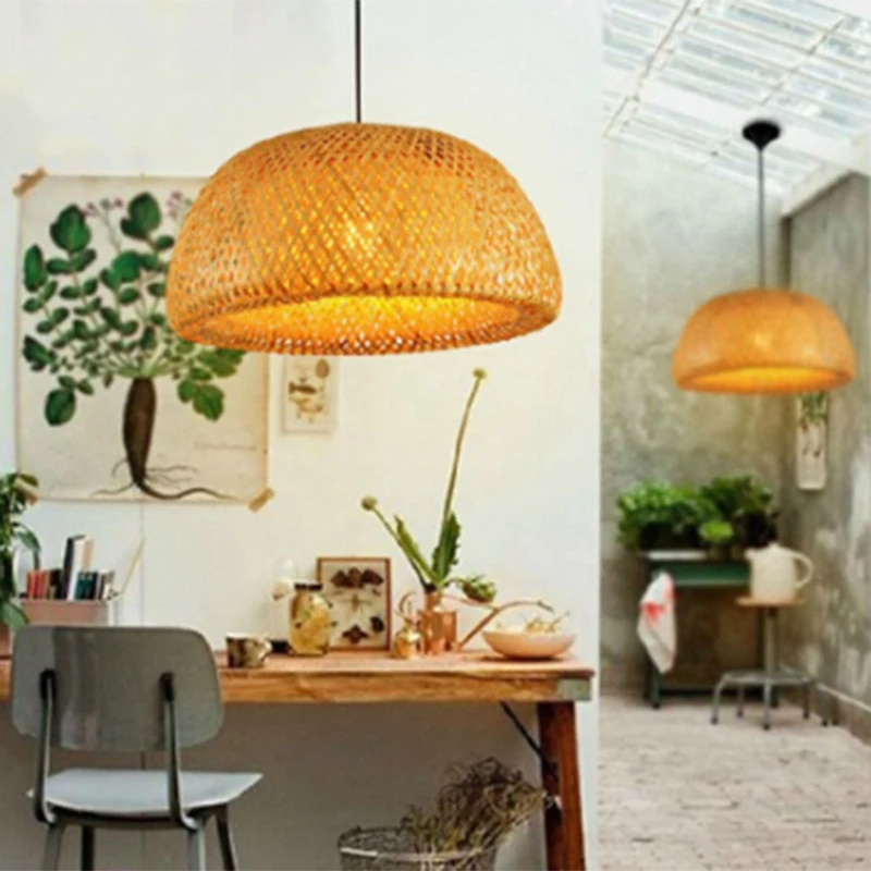 Lámpara de techo con forma de farolillo para el hogar candelabro tejido de bambú, hecho a mano, para restaurante, para La decoración del hogar