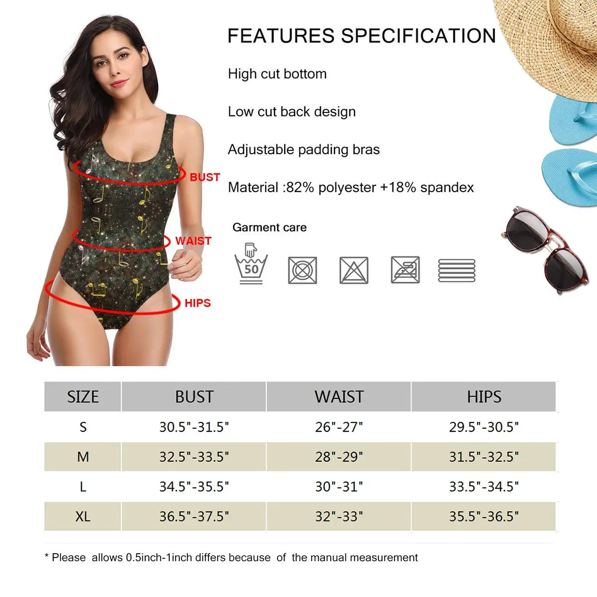

Music Women's Sexy One Piece Swimsuit Bikini Swimwear Bathing Suit Monokini Bikinis Women Beachsuit Beachwear