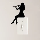 Новая флейта наклейка в музыкальном стиле виниловая наклейка выключатель света девушка классический инструмент домашний декор окна автомобиля Наклейка на стену