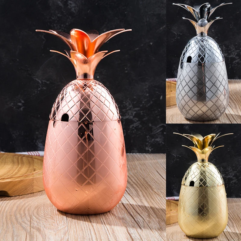 

Creative Pineapple Shape Cocktail Glass 304 Stainless Steel Silver Rose Gold Cocktail Glass Juice Drink Champagne Party Barware