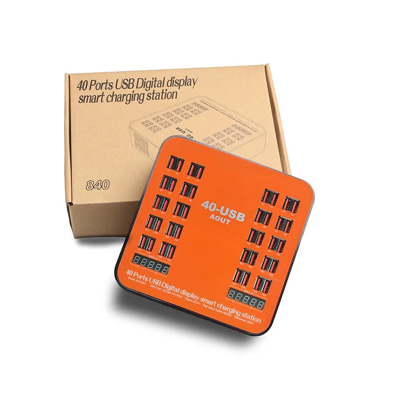 

200W 40 Ports USB Charger Multi USB Travel Power Adapter LED Display Smart USB Charging Hub USB Charger Station for Tablet Phone