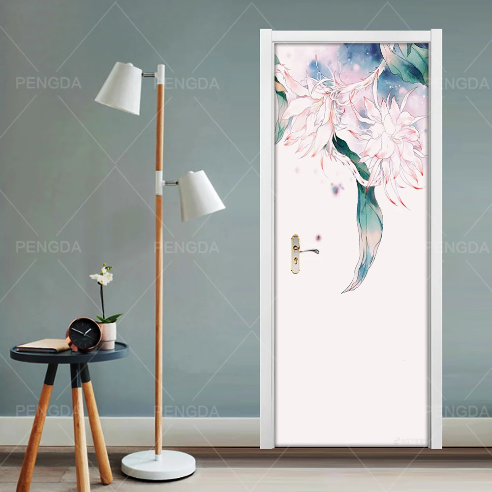 Самоклеющаяся наклейка декоративный цветок для дома завод DIY дверь наклейка Скандинавская бумага для гостиной ПВХ водонепроницаемый 3D печать фото искусство