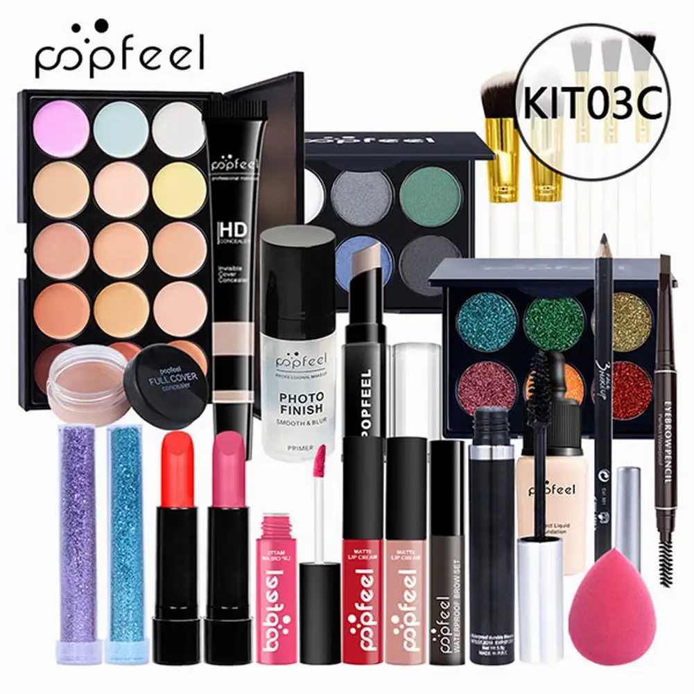 

25PCS Set Makeup Sets Include Daily Use Face Powder Foundation Concealer Lipstick Eyeliner Mascara Make Up Cosmetic Gift Box