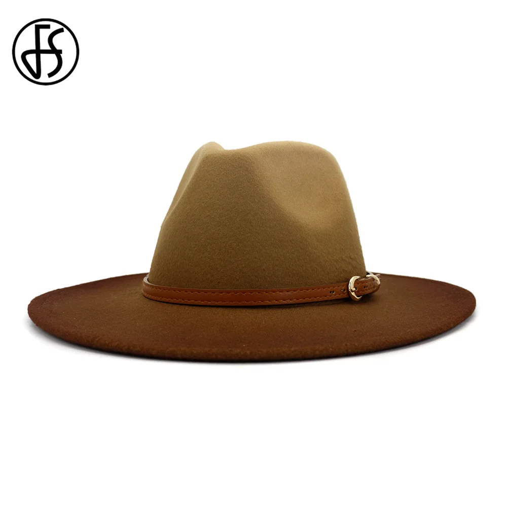 Женская и Мужская шерстяная шляпа FS винтажная с широкими полями из фетра