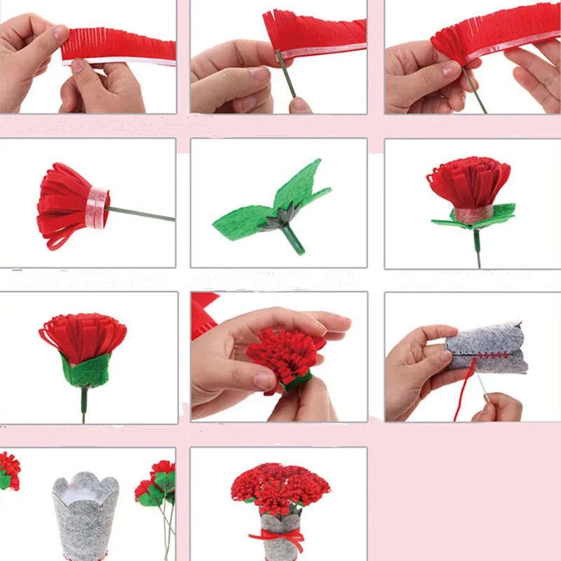 

Children's DIY Handmade Flower Crafts Toy Home Creative Decorative Flower Bouquet Fabric Kindergarten Manual Material Package