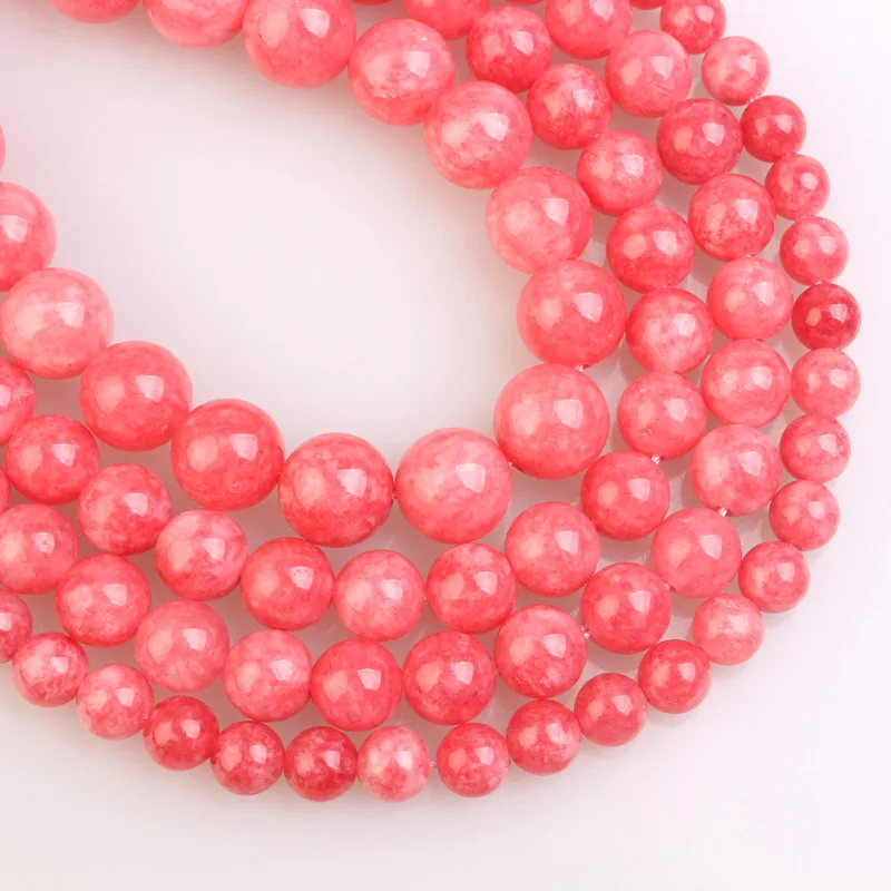 Rhodochrosite Бусины из натурального камня основной цвет синий АКВАМАРИН НЕФРИТ 6 8 10 12 14 мм бусины из халцедона подходят DIY бусины для изготовления ювелирных изделий HK131 - Цвет: Rhodochrosite
