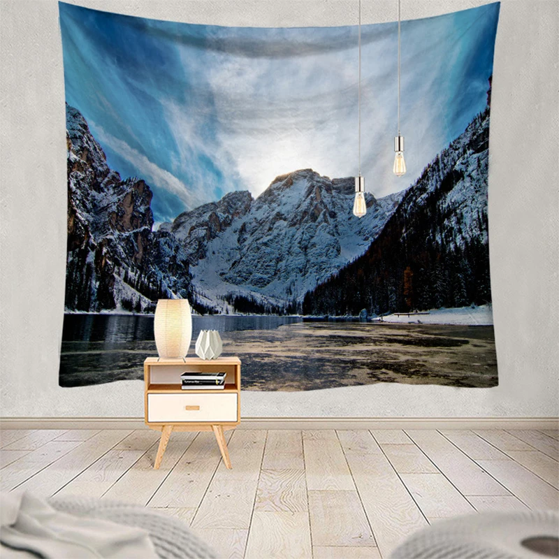 Недорогой гобелен с изображением гор и озера настенное пляжное полотенце