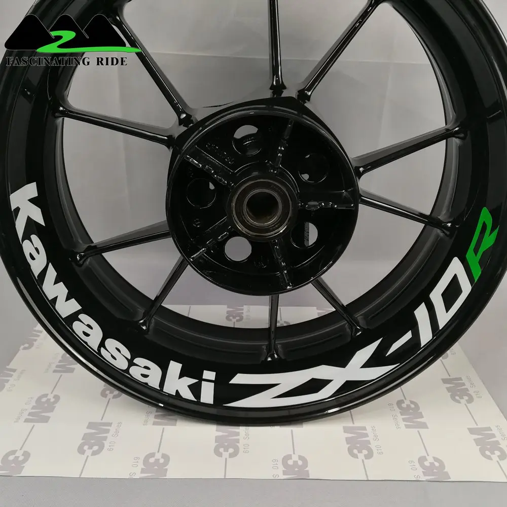 Применимо к Kawasaki ZX-6R ZX-10R ZX-14R колеса мотоцикла Стикеры, Водонепроницаемый Светоотражающие Передняя и задняя обод Стикеры