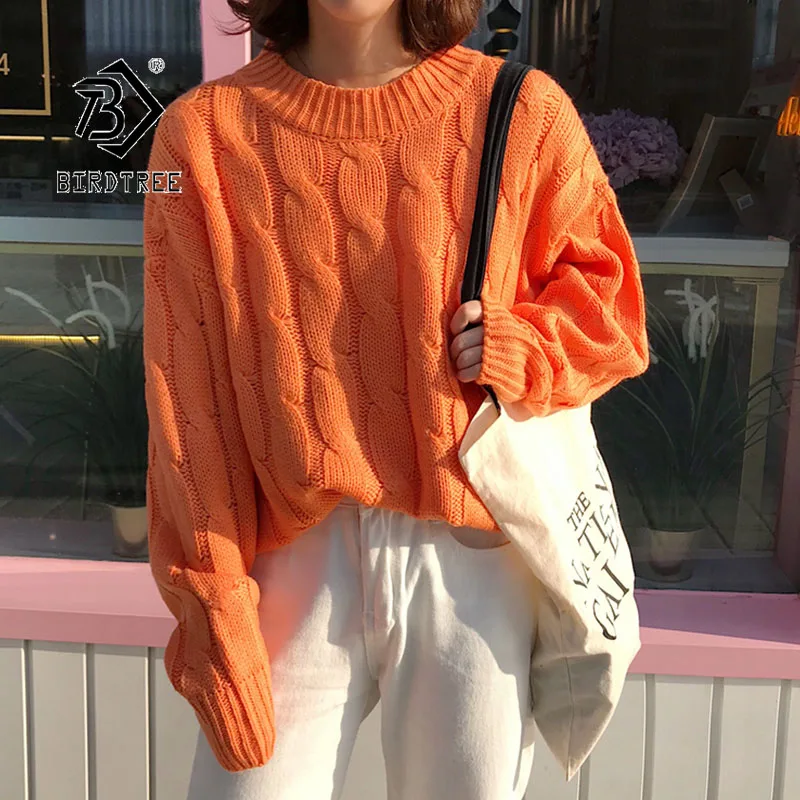 Осень 2019 новинка женские пуловеры свитер с круглым вырезом яркие цвета твист
