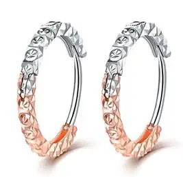 Rose white Small Модные Звездные алмазные резные 18 к Настоящее твердое подлинное Золотое кольцо для пирсинга Серьги Женщины Девушки высококлассные Необычные Вечерние подарки - Цвет камня: Rose white Small