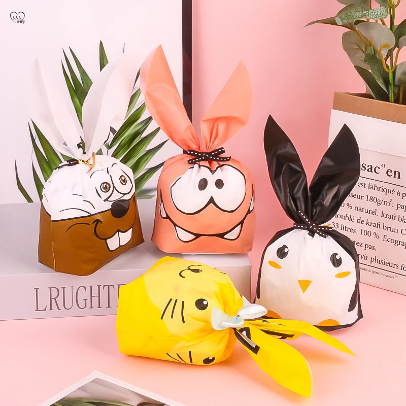 

50pcs Cute Bunny Gift Packaging Bag Candy Chocolate Cookie Sweet Cupcake Boxes Birthday Party Easter Rabbit Decoration LuckyBag