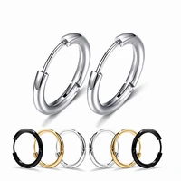 korean fashion 1 pc stainless steel goth piercing small hoop earrings pierced circle ear ring for women men one ear jewelry