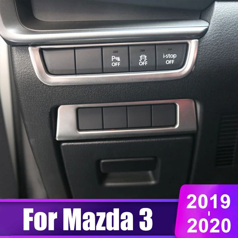 

For Mazda 3 Alexa 2019 2020 Stainless Steel Carbon fiber Car Headlight Adjustment button Trim Stickers Cover Auto Accessories