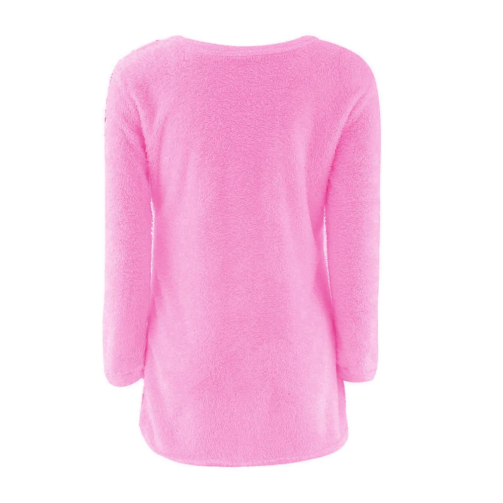 Hot Pink Женский костюм Xxxl Женский Повседневный однотонный длинный рукав женский джемпер свитер блузка - Цвет: Hot Pink