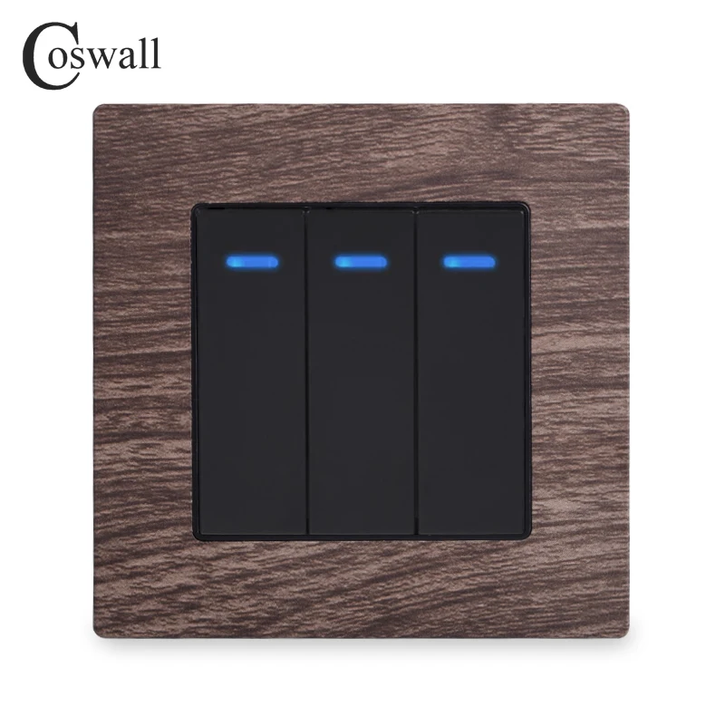 COSWALL 1/2/3/4 Gang 1/2 Way On / Off Кулисный ключ настенный выключатель света с синей