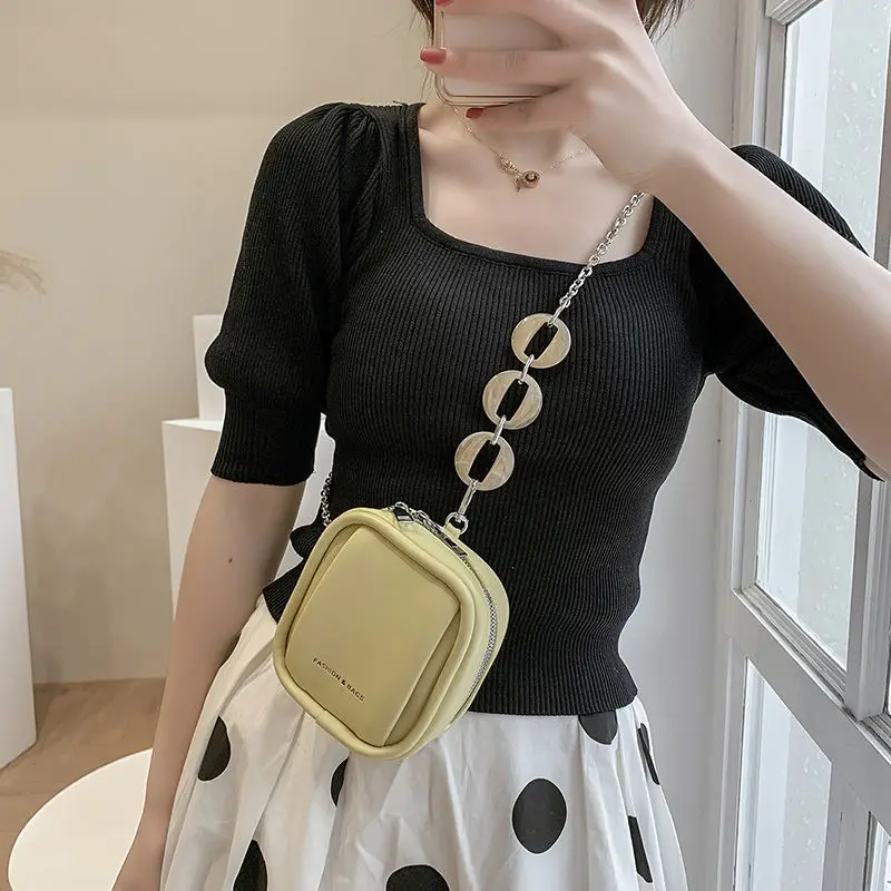 

Сумка на плечо, сумка через плечо, сумочка, кошелек, женская сумка, универсальная модная мини-сумка на молнии с цепочкой, новинка 2021, однотонн...