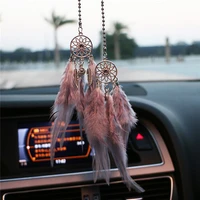 mini dream catcher car pendant wind chimes feather decoration home decor wall hanging adornment handmade dreamcatcher gifts