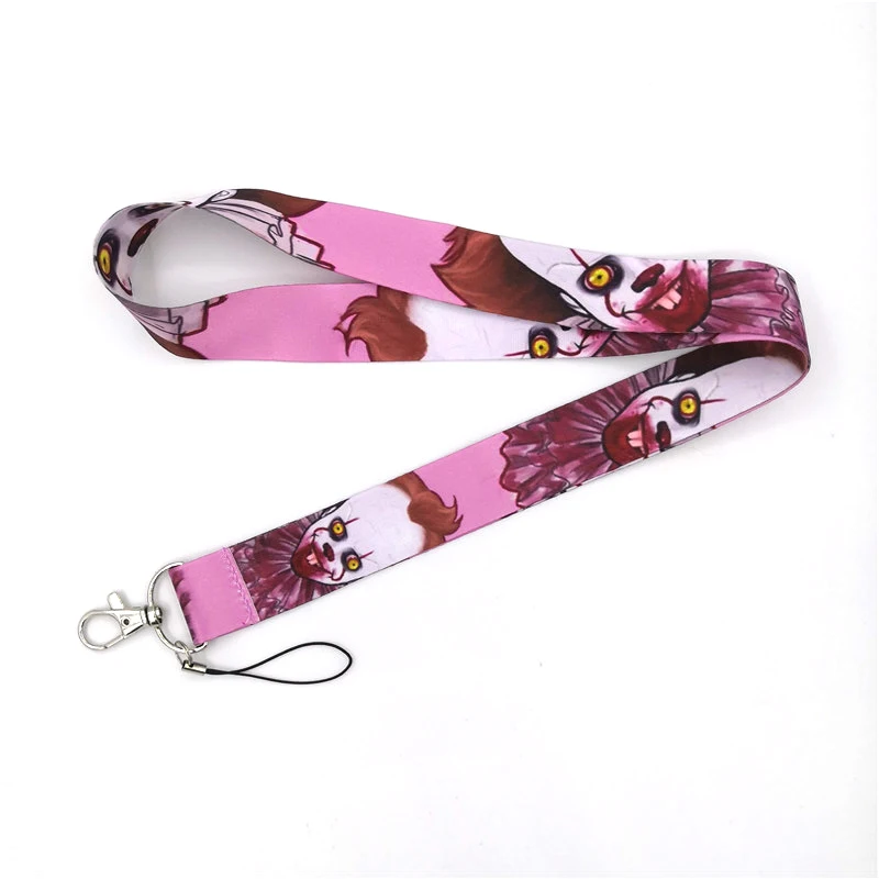 

Horror Clown Soul Face Printed Neck Strap Keychain Lanyard For Keys Chain ID Mobile Phone Badge Holder Hanging Rope Accessories