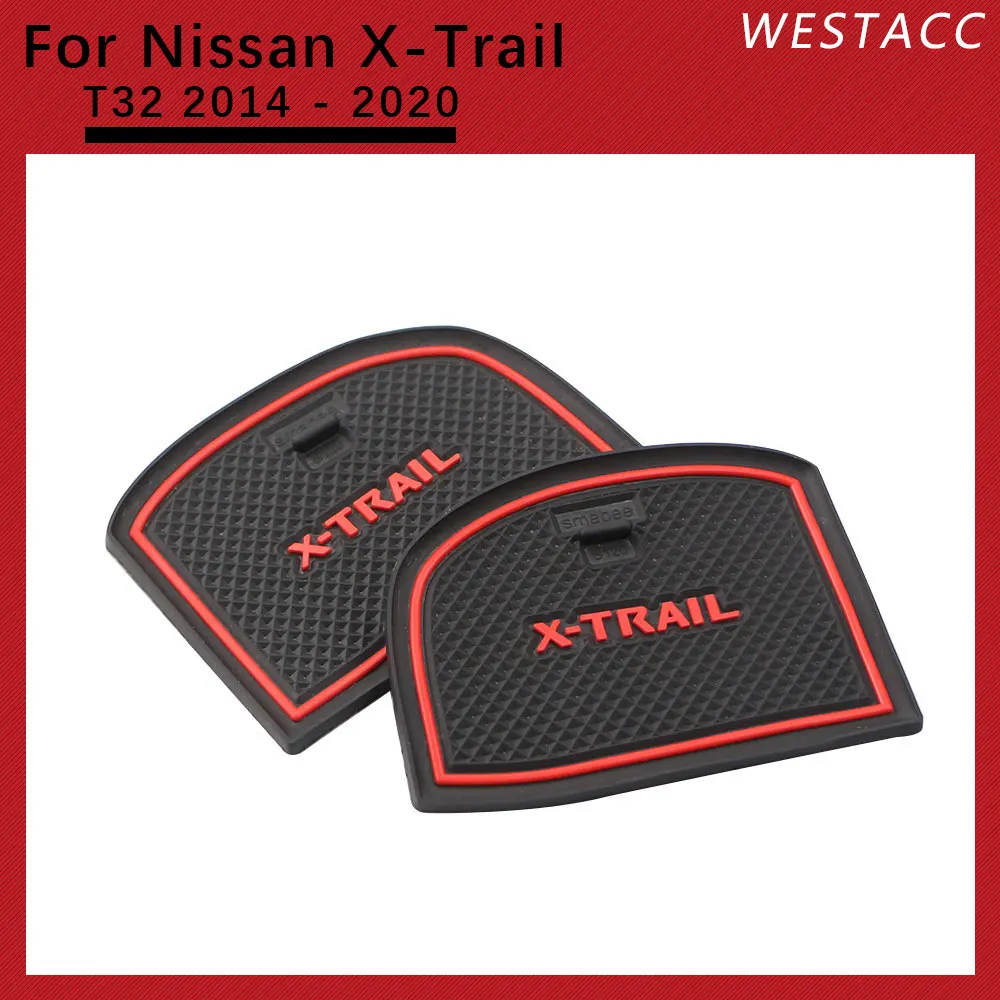 Silicon Car Anti-Slip Groove Mats Pads Door Slot Mat Water Cup Pad for Nissan X-Trail T32 2017 -2020 5 Seat Interior Accessories |