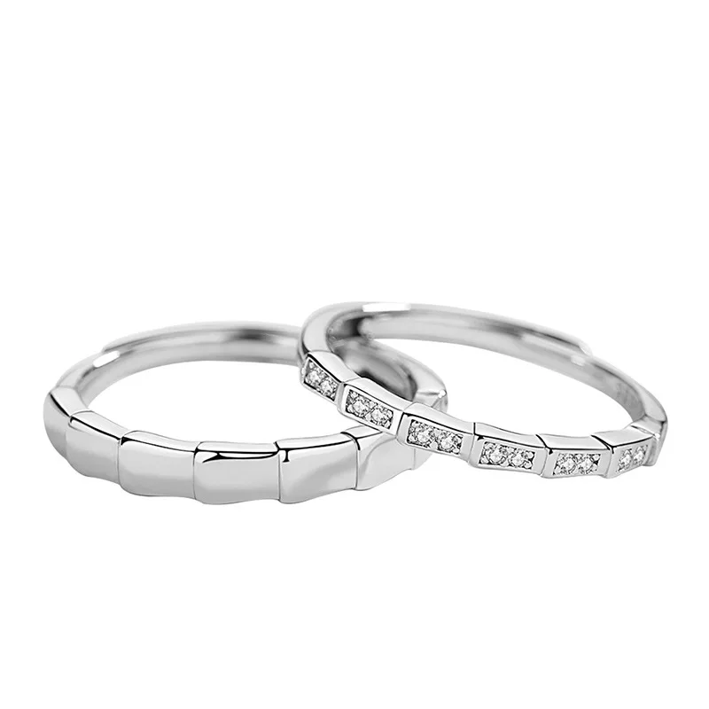 

Ginin Classic 925 Sterling Silver Bright Zircon Bamboo Joint Opening Finger Ring For Women Fashion Wedding Bands Fine Jewelry