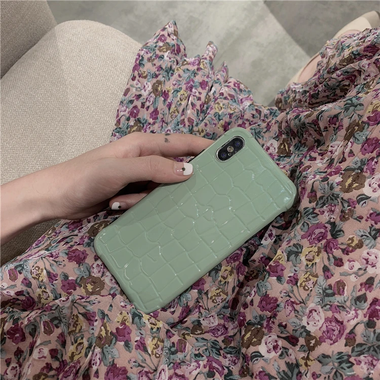 Чистый цвет зеленый багажник текстура чехол для телефона iphone XS Max X XR 6 7 8 Plus Мягкий