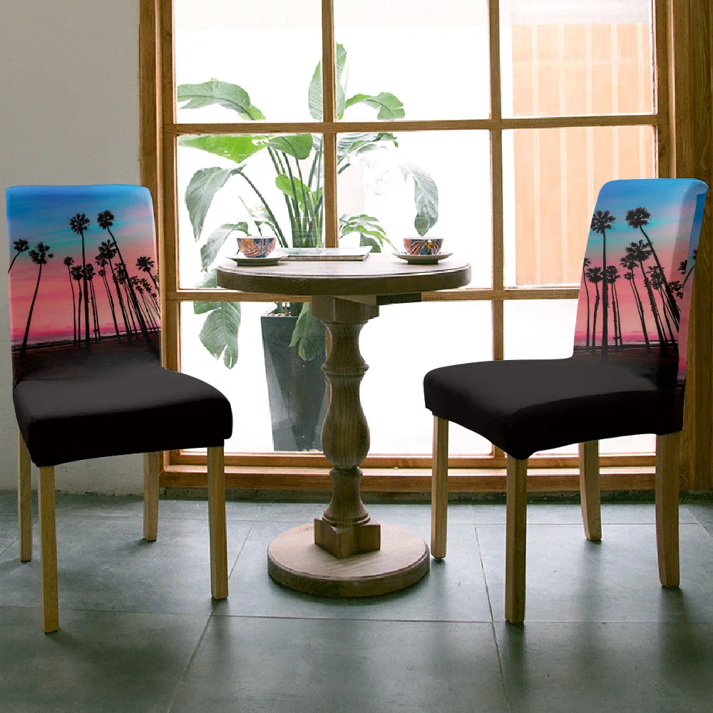 Пляжный Пейзаж кокосовые деревья чехол для кресла спандекс эластичный обеденный