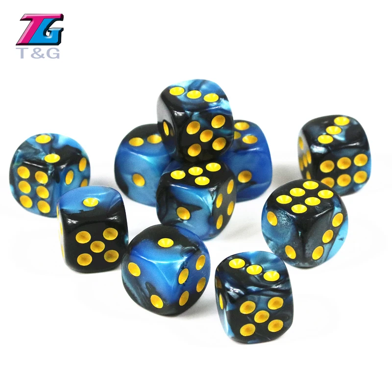 Игральные кости T & G 10 шт./компл. 12 мм D6 с золотой стандартной точкой для настольных