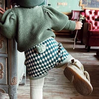 spring new girls knit shorts rhombic cotton bread pants children autumn clothes