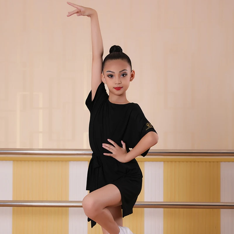 New Latin Dance Competition Dresses For Kids Costume Salsa Dress Loose Practice Black Girls BL2522 | Тематическая одежда и