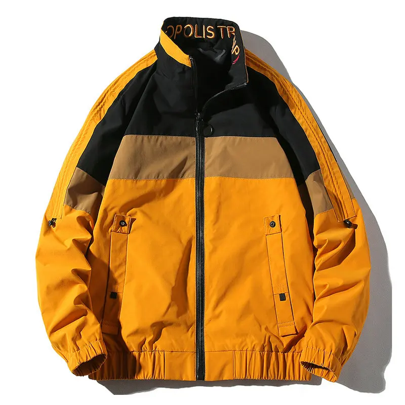 

Streetwear Casual Men Jacket Coat Patchwork Windbreaker Mens Bomber Jacket Spring Autumn Fashion Male Overcoat