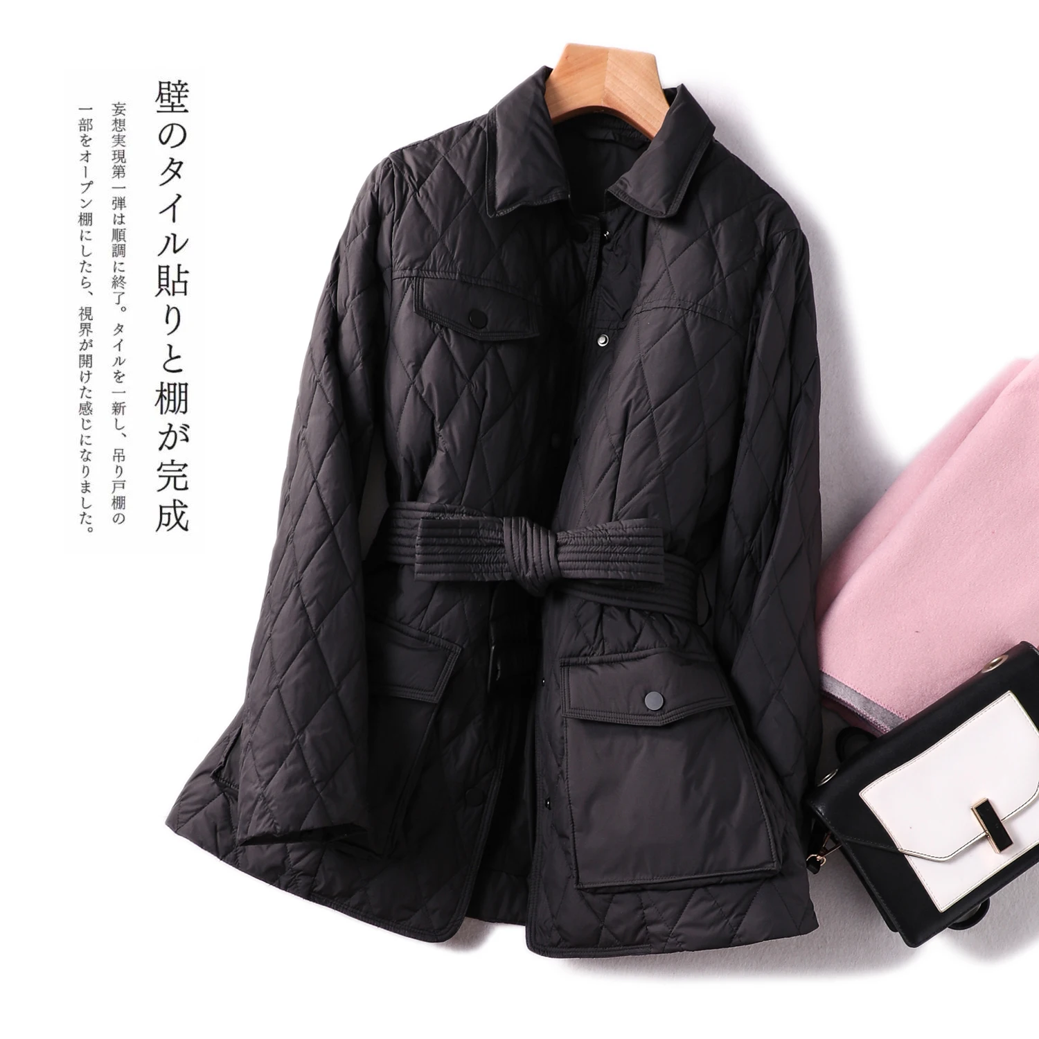 Button Office Lady Argyle Covered 90% Duck Down Thin Abrigos Mujer White Jacket Women Parkas