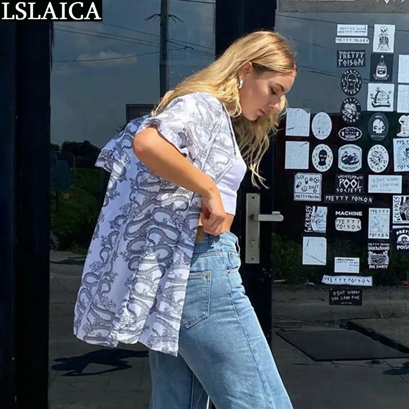 

Women Tops Half Sleeve Casual Shirt Women Dragon Print Tops For Women Elegant Mid-Length Blouse Femme Streetwear Bluzka Damska