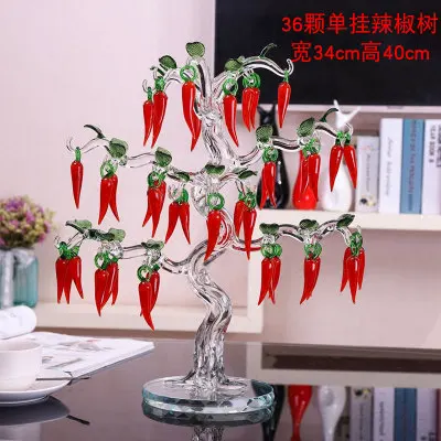 36pcs Single-hang Кристалл творческий день Чили дерево красные огненные украшения винный шкаф гостиная Свадебные украшения домашний декор стола - Цвет: 36pcs Single-hang